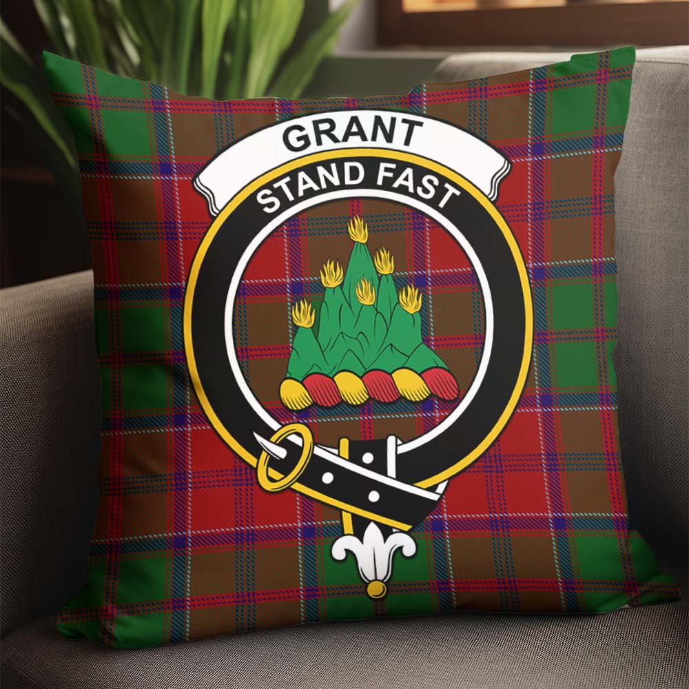 Grant Tartan Pillow Cover with Family Crest - Tartanvibesclothing