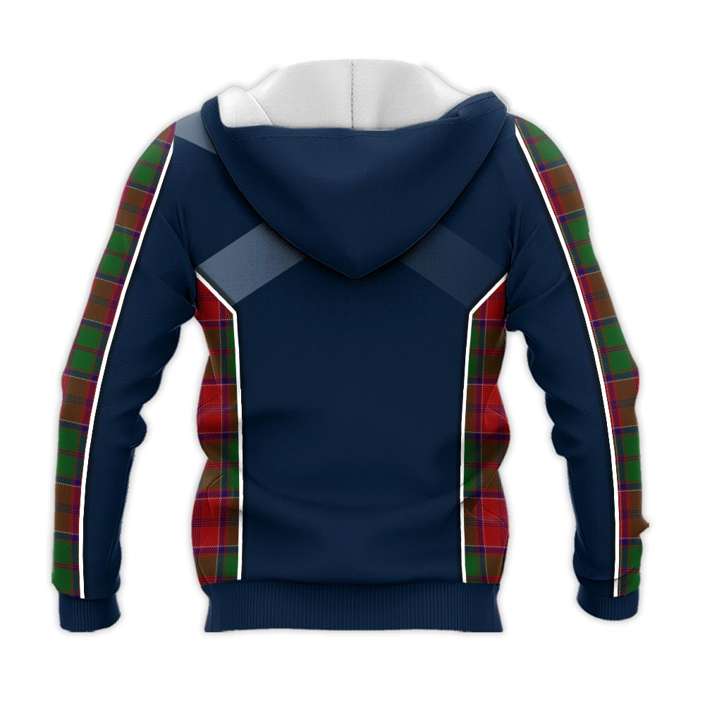 Tartan Vibes Clothing Grant Tartan Knitted Hoodie with Family Crest and Scottish Thistle Vibes Sport Style