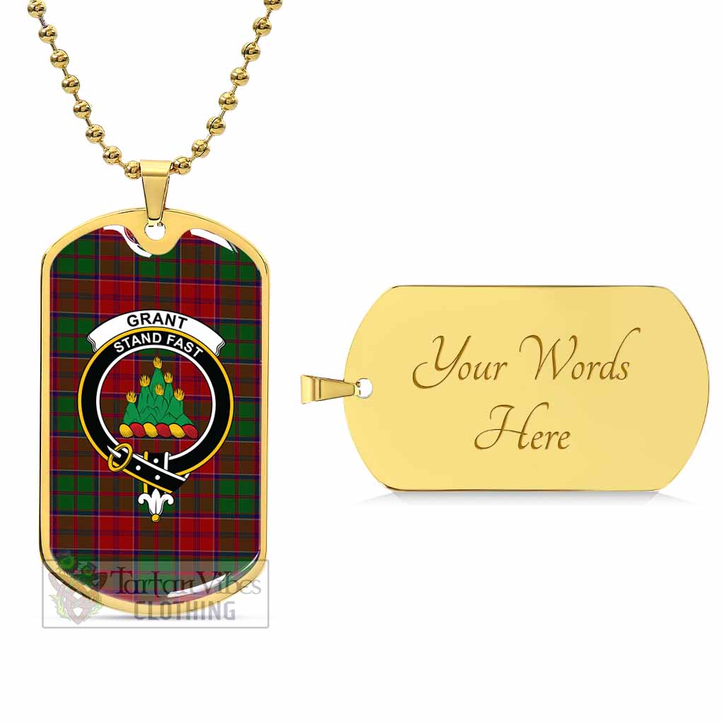 Tartan Vibes Clothing Grant Tartan Dog Tag Necklace with Family Crest