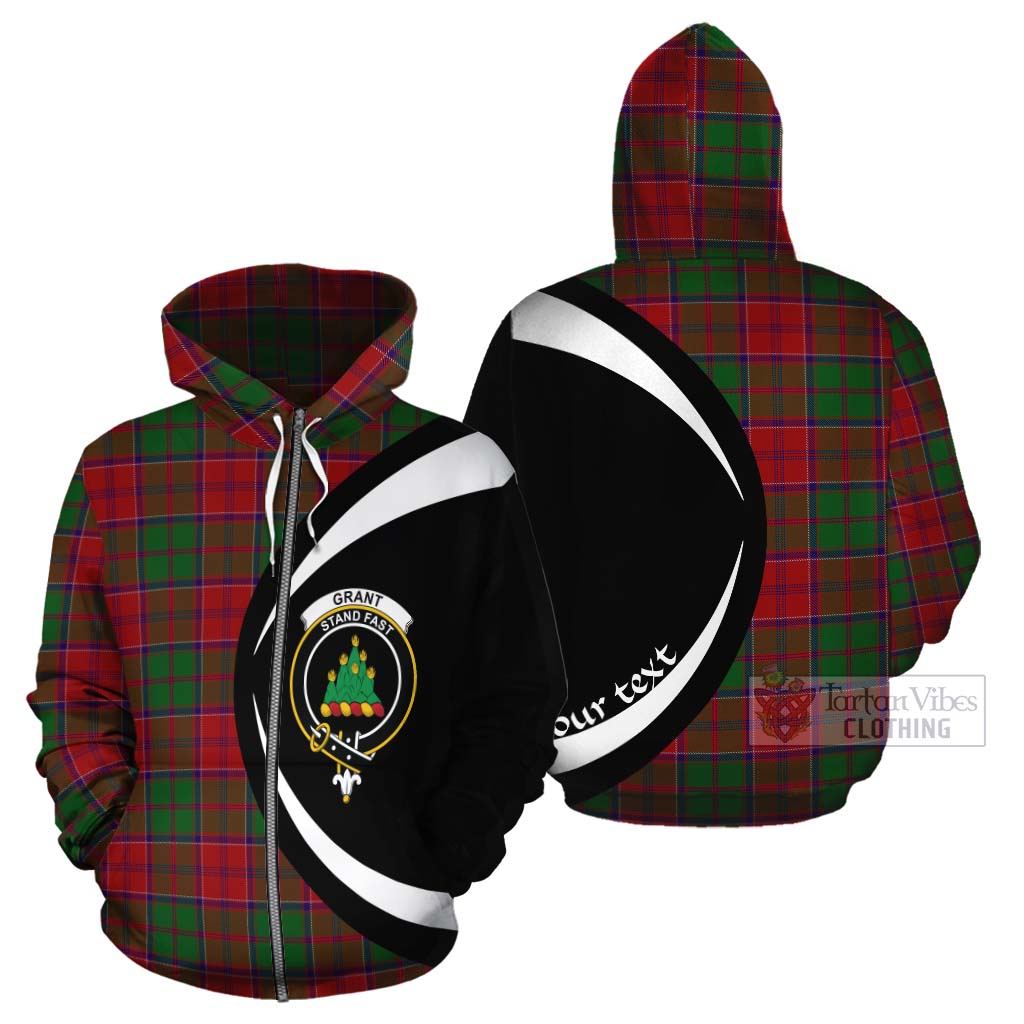 Tartan Vibes Clothing Grant Tartan Cotton Hoodie with Family Crest Circle Style