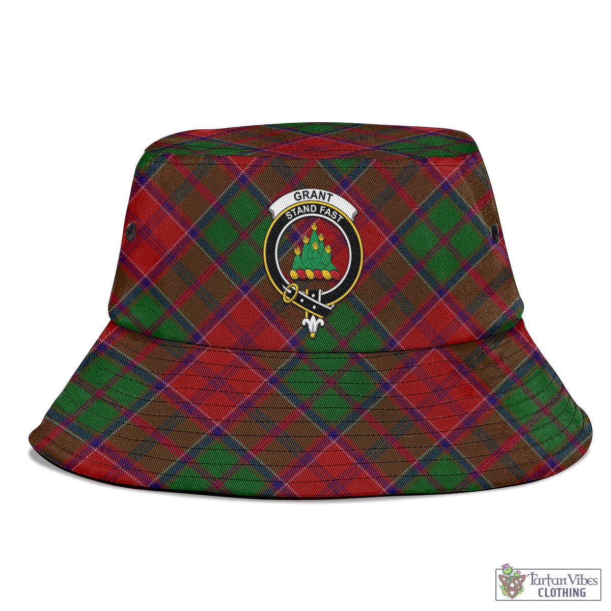 Tartan Vibes Clothing Grant Tartan Bucket Hat with Family Crest