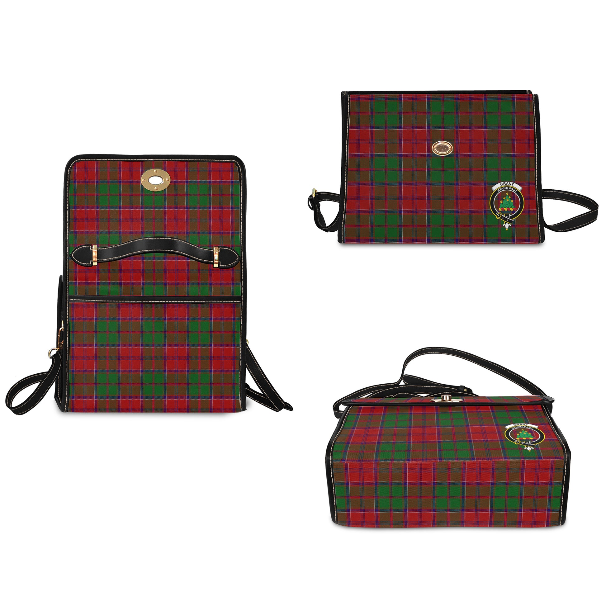 grant-tartan-leather-strap-waterproof-canvas-bag-with-family-crest