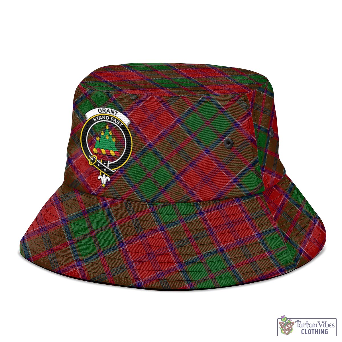 Tartan Vibes Clothing Grant Tartan Bucket Hat with Family Crest