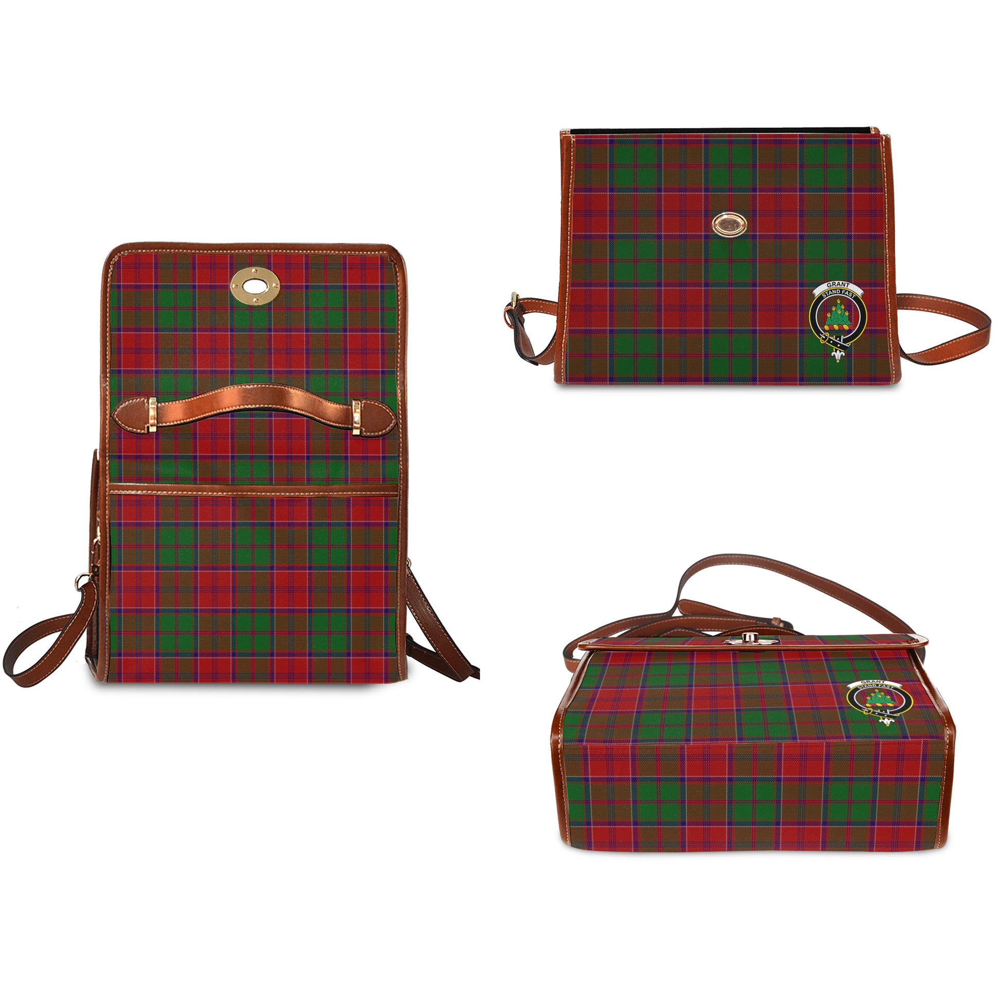 grant-tartan-leather-strap-waterproof-canvas-bag-with-family-crest