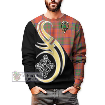 Grant Ancient Tartan Sweatshirt with Family Crest and Celtic Symbol Style