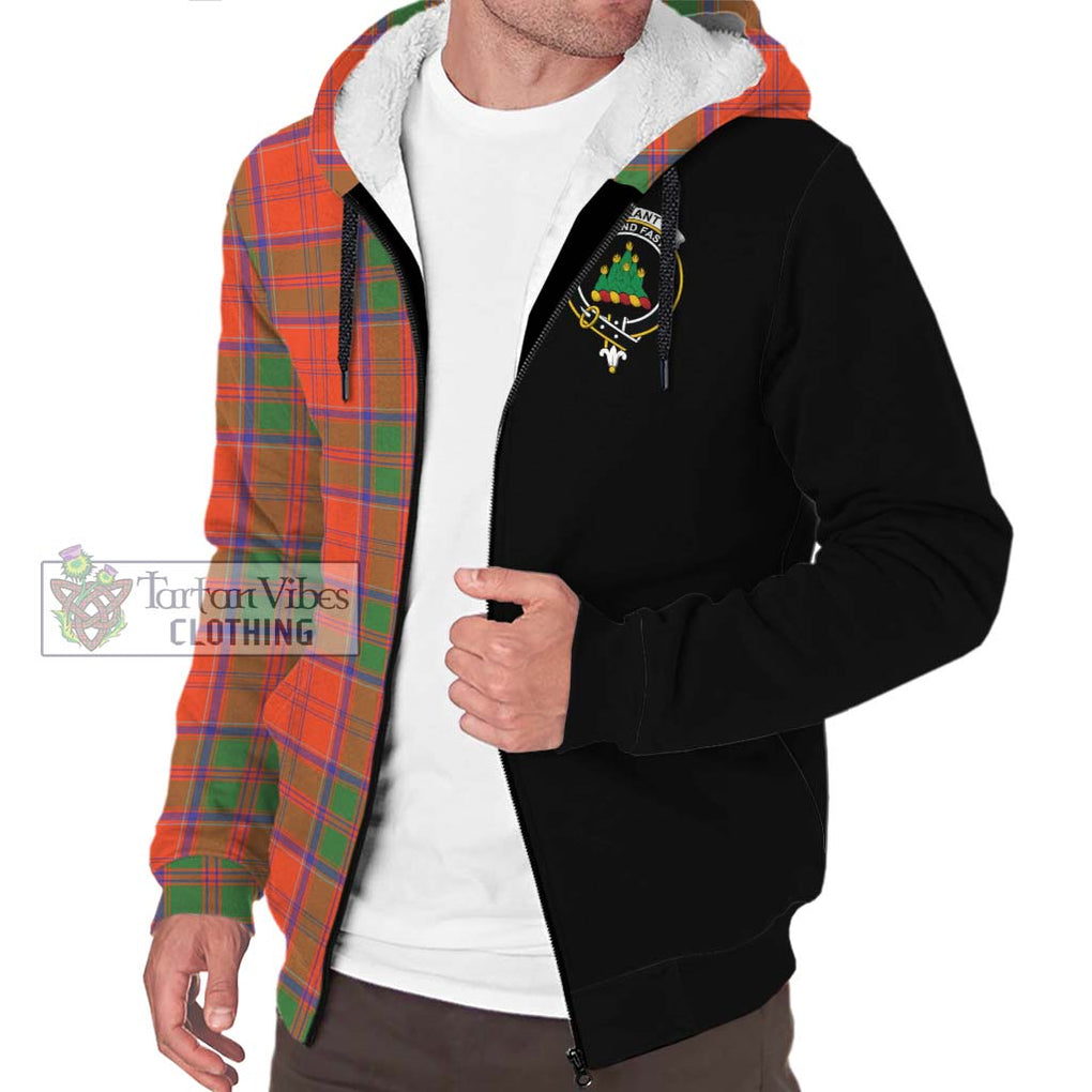 Grant Ancient Tartan Sherpa Hoodie with Family Crest and Half Of Me Style Unisex S - Tartanvibesclothing Shop