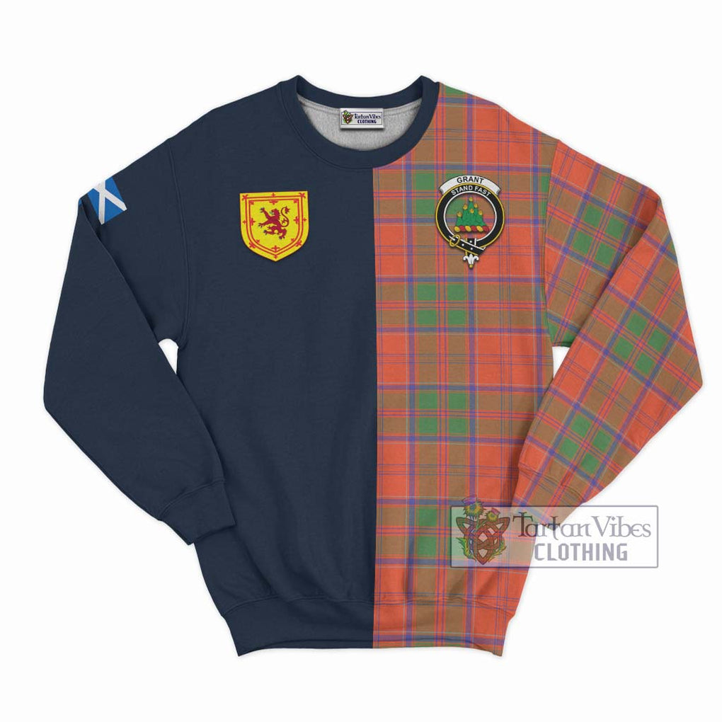 Tartan Vibes Clothing Grant Ancient Tartan Sweatshirt with Scottish Lion Royal Arm Half Style