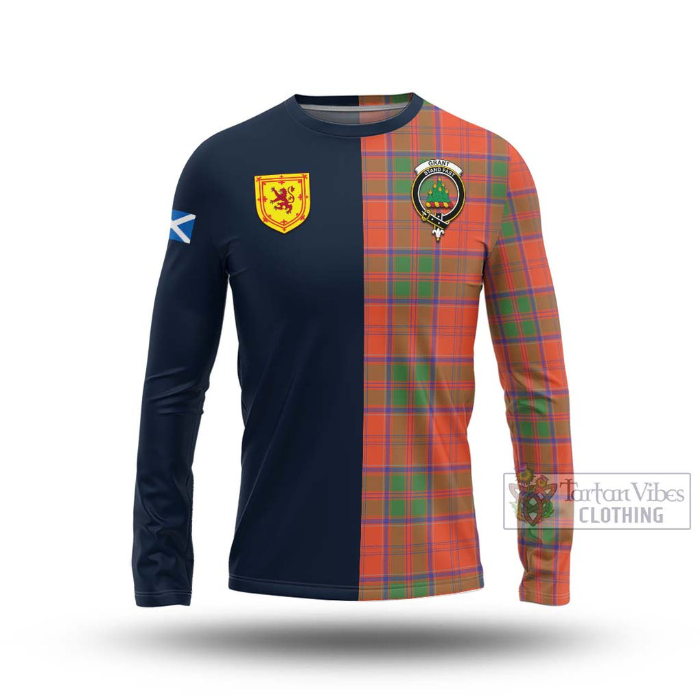 Tartan Vibes Clothing Grant Ancient Tartan Long Sleeve T-Shirt with Scottish Lion Royal Arm Half Style