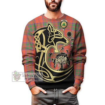 Grant Ancient Tartan Sweatshirt with Family Crest Celtic Wolf Style