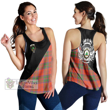 Grant Ancient Tartan Women's Racerback Tanks with Family Crest and Military Logo Style