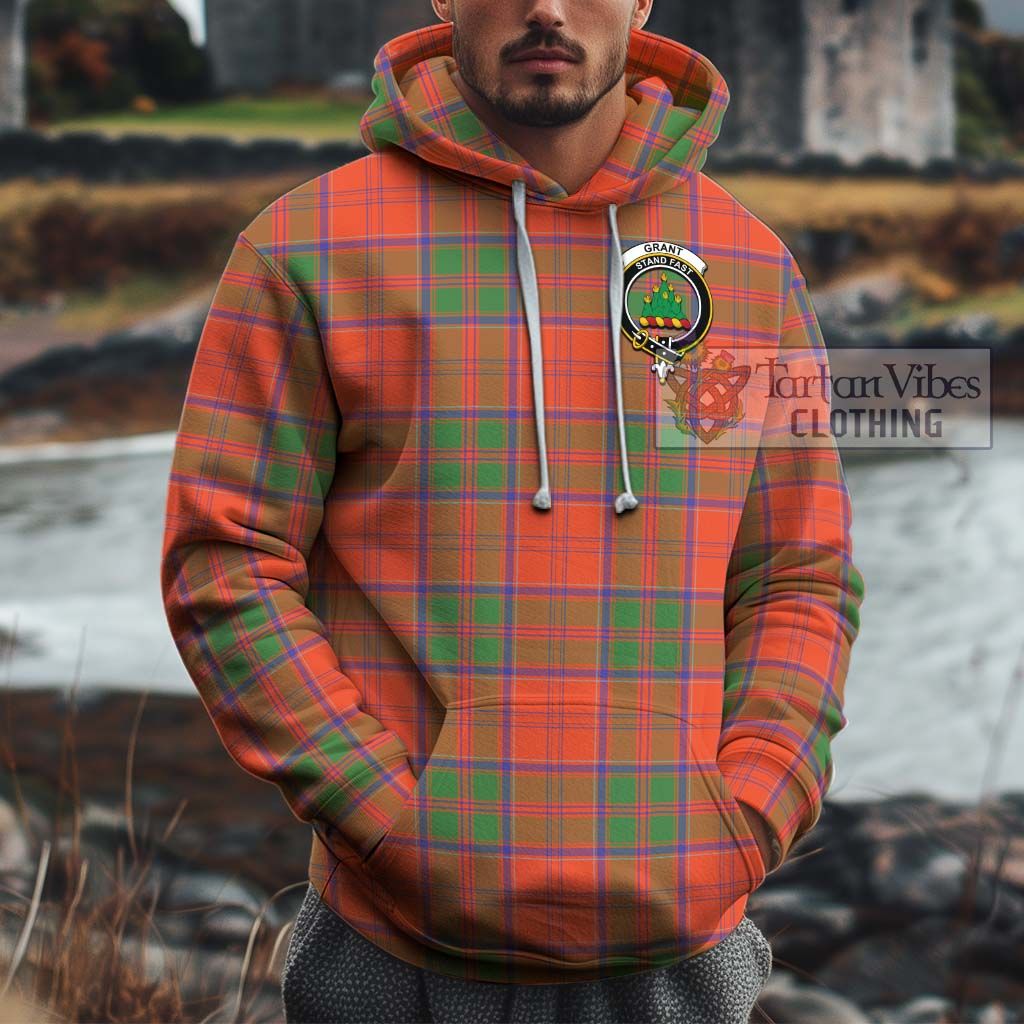 Tartan Vibes Clothing Grant Ancient Tartan Cotton Hoodie with Family Crest