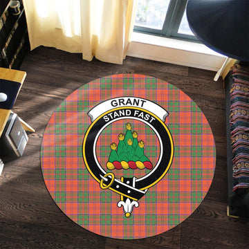 Grant Ancient Tartan Round Rug with Family Crest