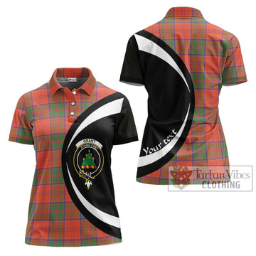 Grant Ancient Tartan Women's Polo Shirt with Family Crest Circle Style