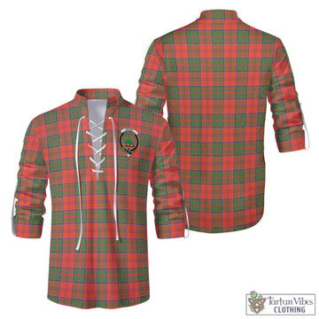 Grant Ancient Tartan Men's Scottish Traditional Jacobite Ghillie Kilt Shirt with Family Crest