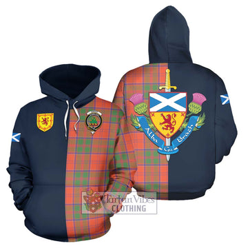 Grant Ancient Tartan Hoodie with Scottish Lion Royal Arm Half Style