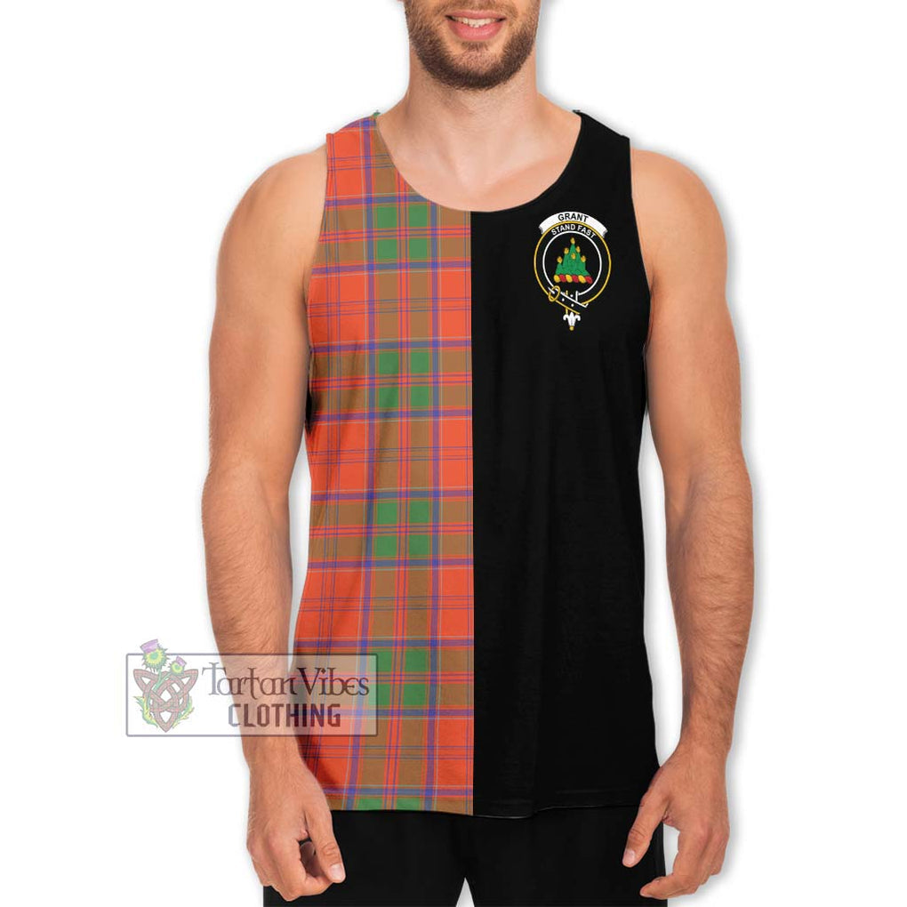 Grant Ancient Tartan Men's Tank Top with Family Crest and Half Of Me Style Men - Tartanvibesclothing Shop