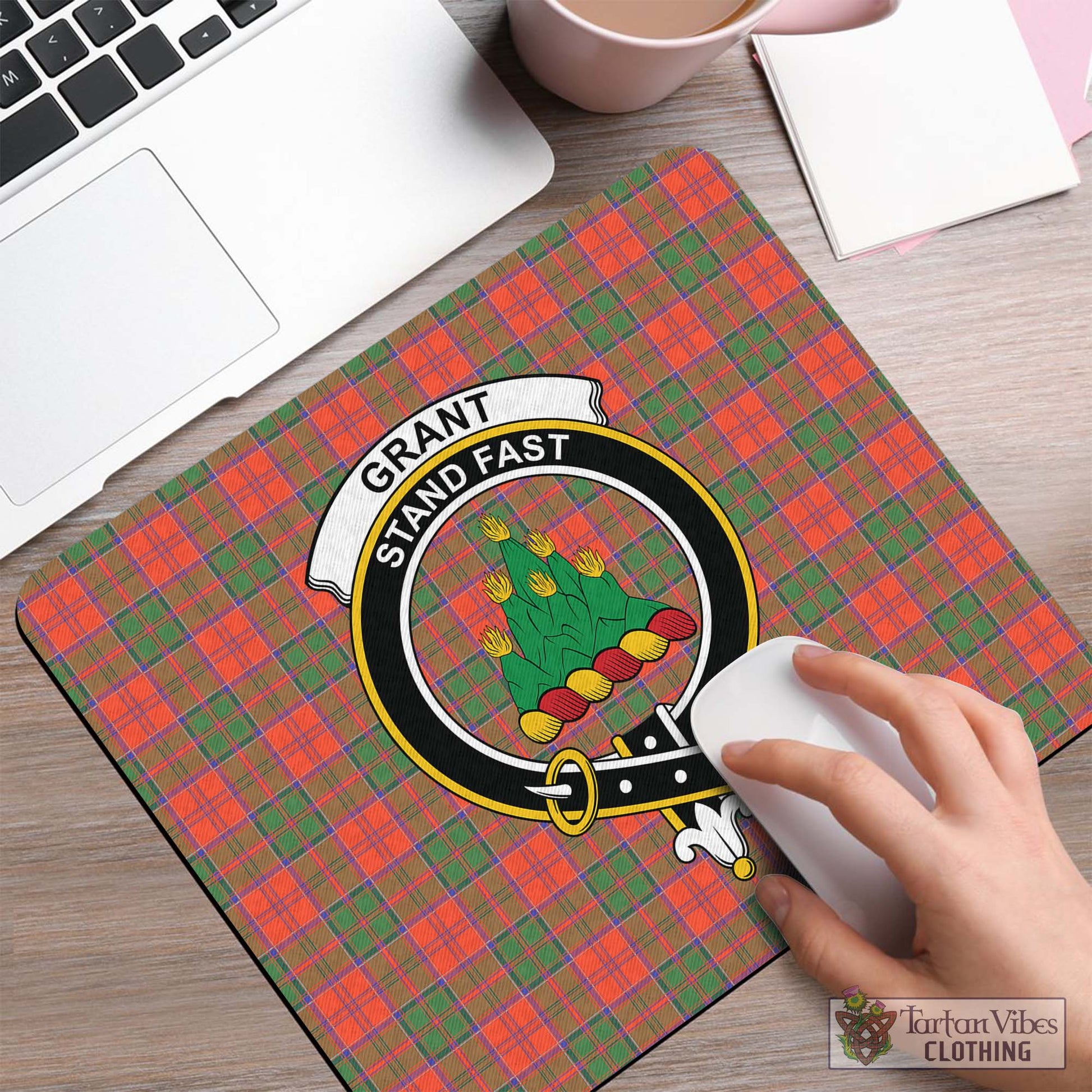 Tartan Vibes Clothing Grant Ancient Tartan Mouse Pad with Family Crest