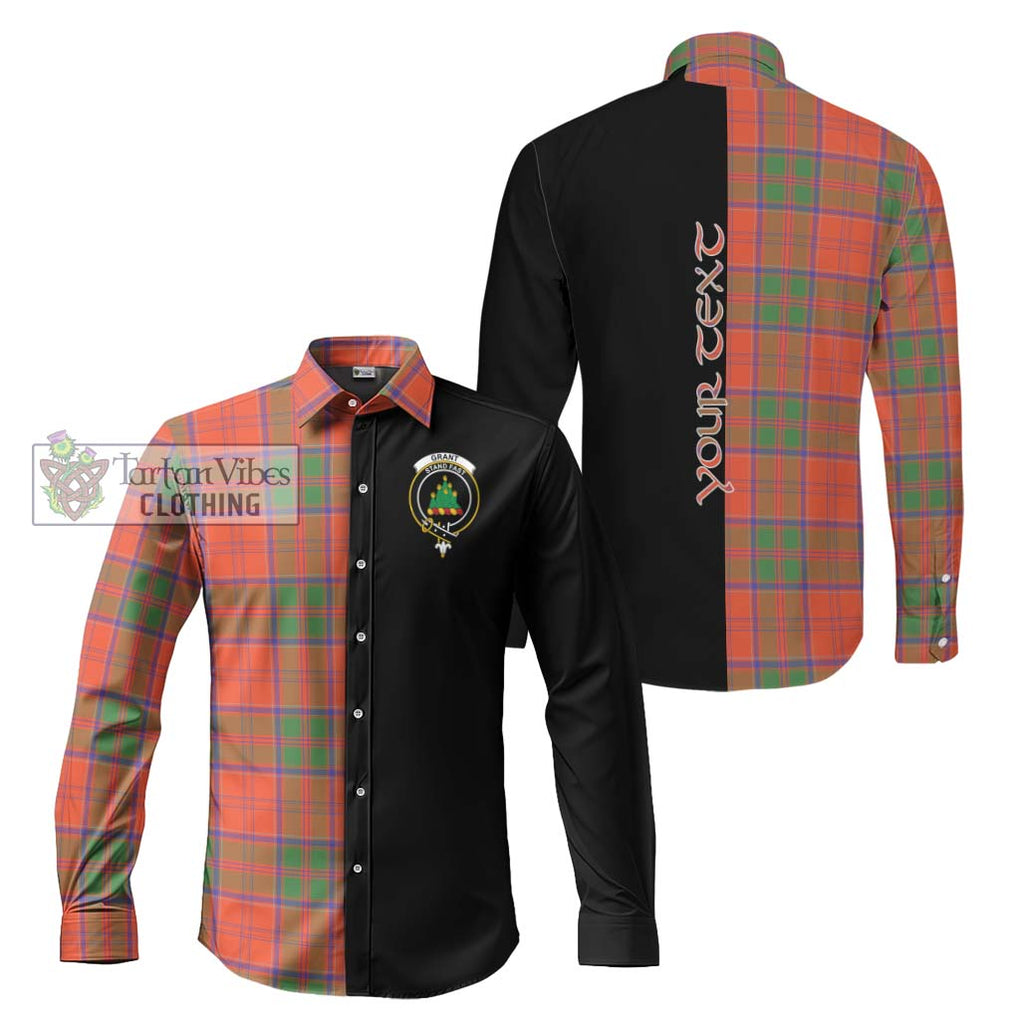 Grant Ancient Tartan Long Sleeve Button Shirt with Family Crest and Half Of Me Style Men's Shirt S - Tartanvibesclothing Shop