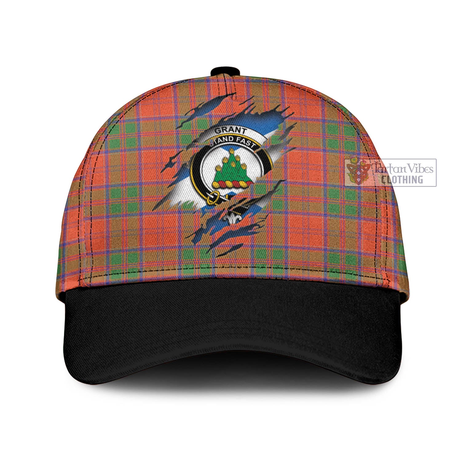 Tartan Vibes Clothing Grant Ancient Tartan Classic Cap with Family Crest In Me Style