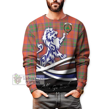 Grant Ancient Tartan Sweatshirt with Alba Gu Brath Regal Lion Emblem