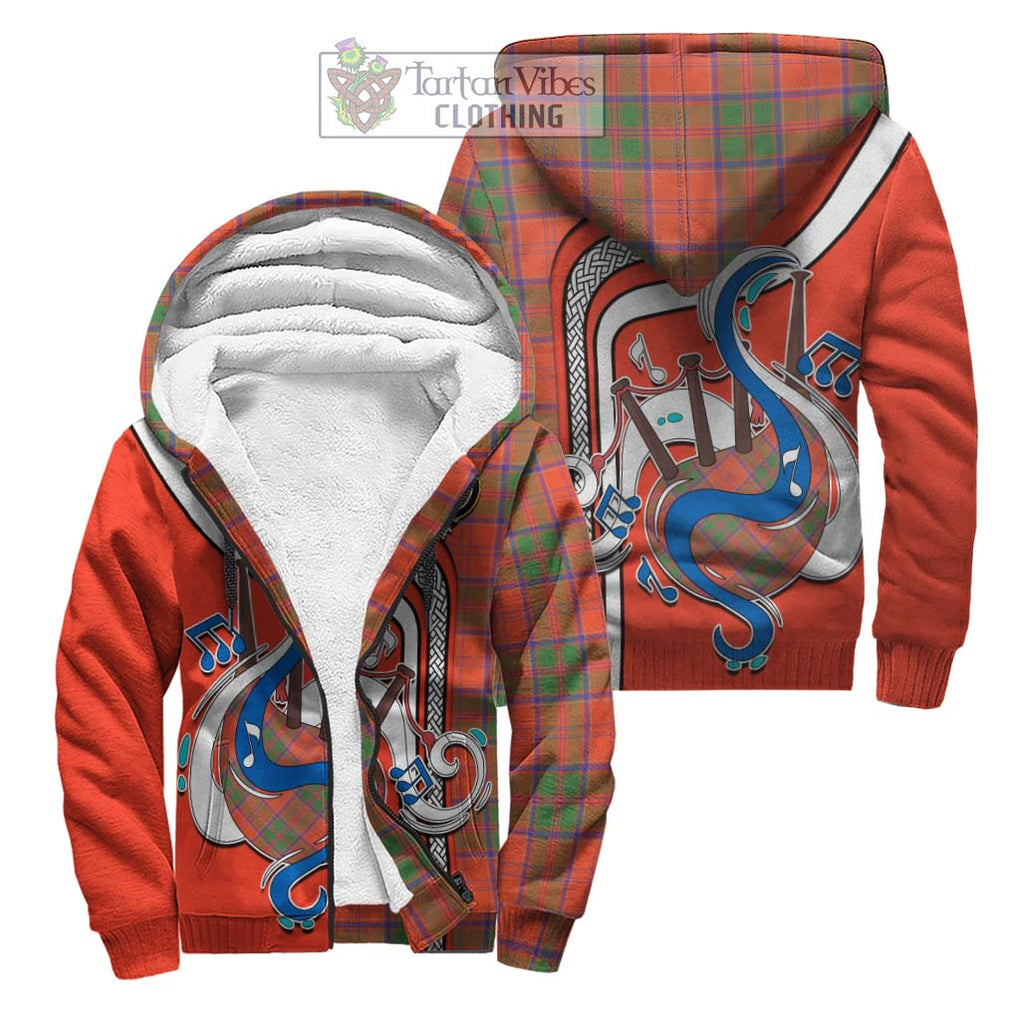 Grant Ancient Tartan Sherpa Hoodie with Epic Bagpipe Style Unisex S - Tartanvibesclothing Shop