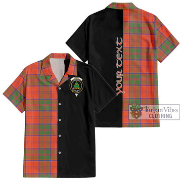 Grant Ancient Tartan Short Sleeve Button Shirt with Family Crest and Half Of Me Style