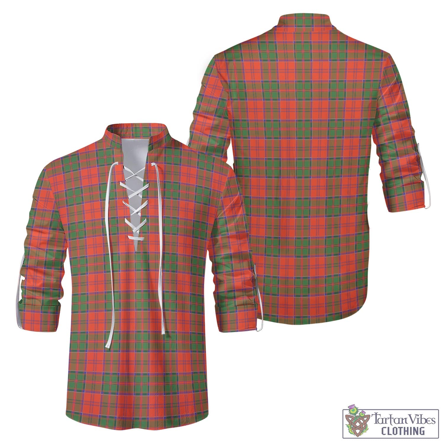 Tartan Vibes Clothing Grant Ancient Tartan Men's Scottish Traditional Jacobite Ghillie Kilt Shirt