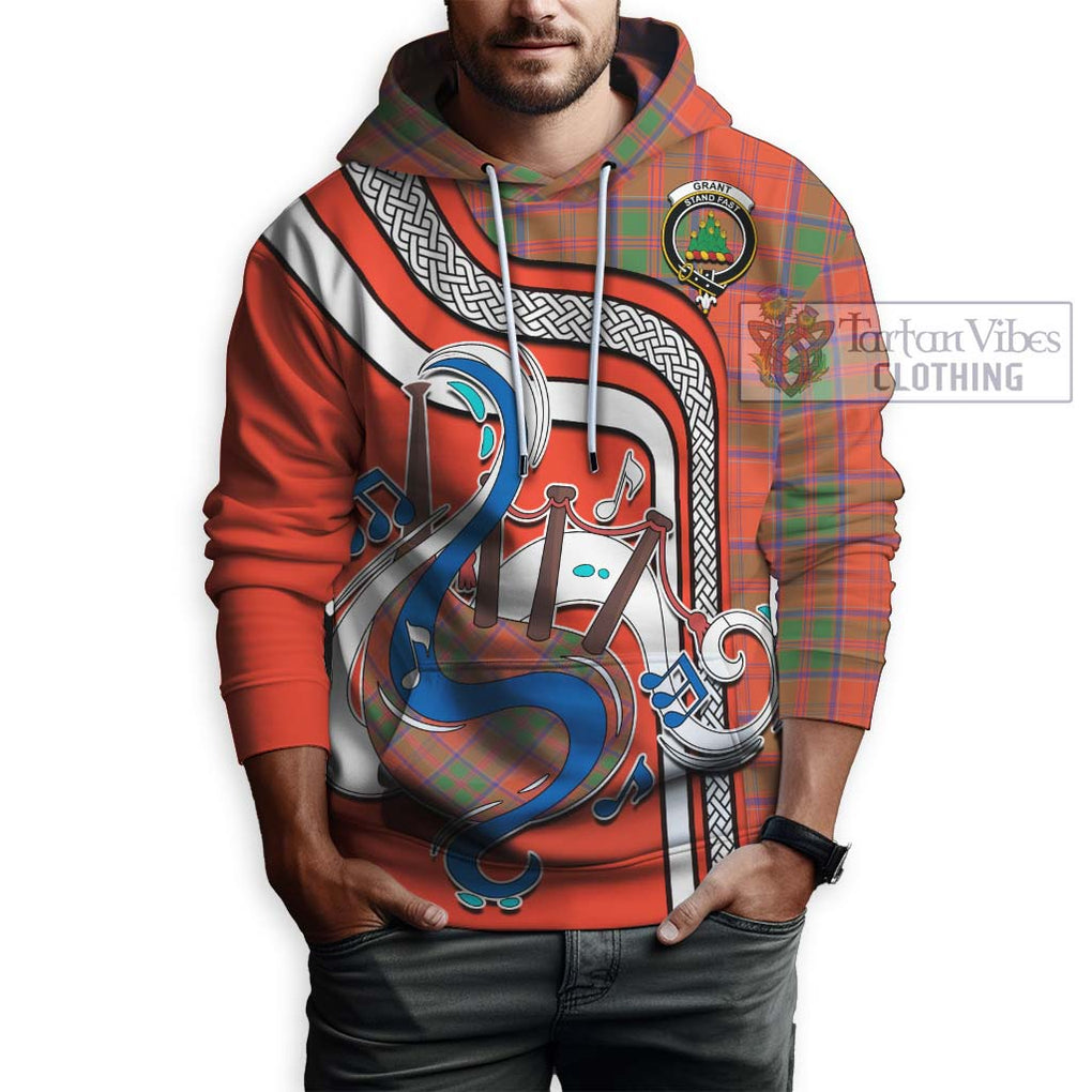 Grant Ancient Tartan Hoodie with Epic Bagpipe Style Zip Hoodie - Tartanvibesclothing Shop