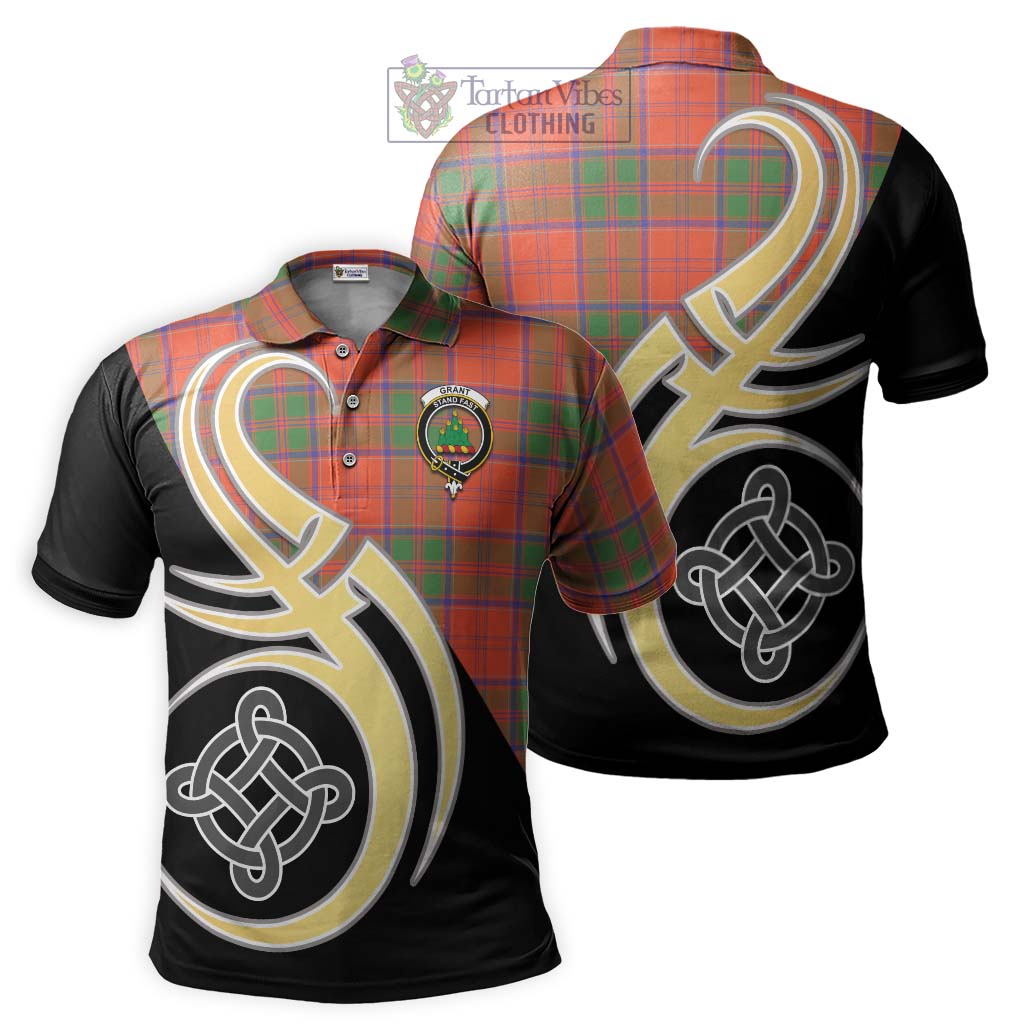 Grant Ancient Tartan Polo Shirt with Family Crest and Celtic Symbol Style Kid - Tartan Vibes Clothing