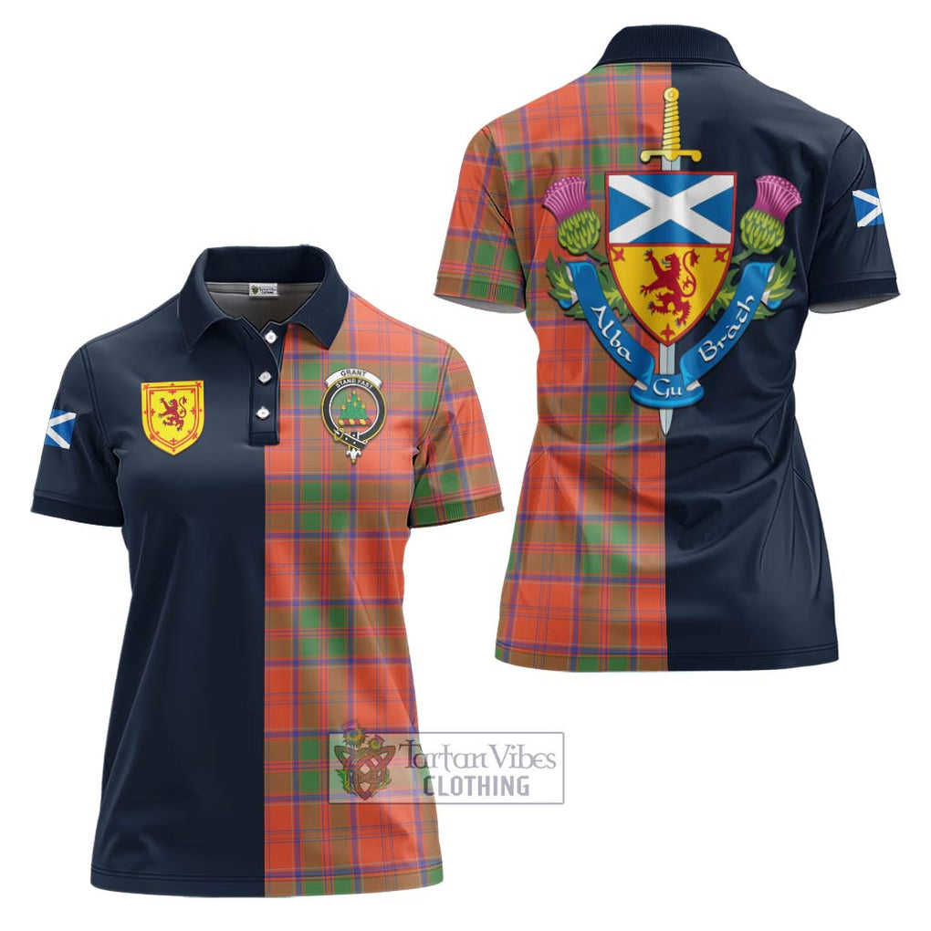 Tartan Vibes Clothing Grant Ancient Tartan Women's Polo Shirt with Scottish Lion Royal Arm Half Style