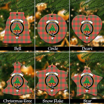 Grant Ancient Tartan Christmas Ornaments with Family Crest