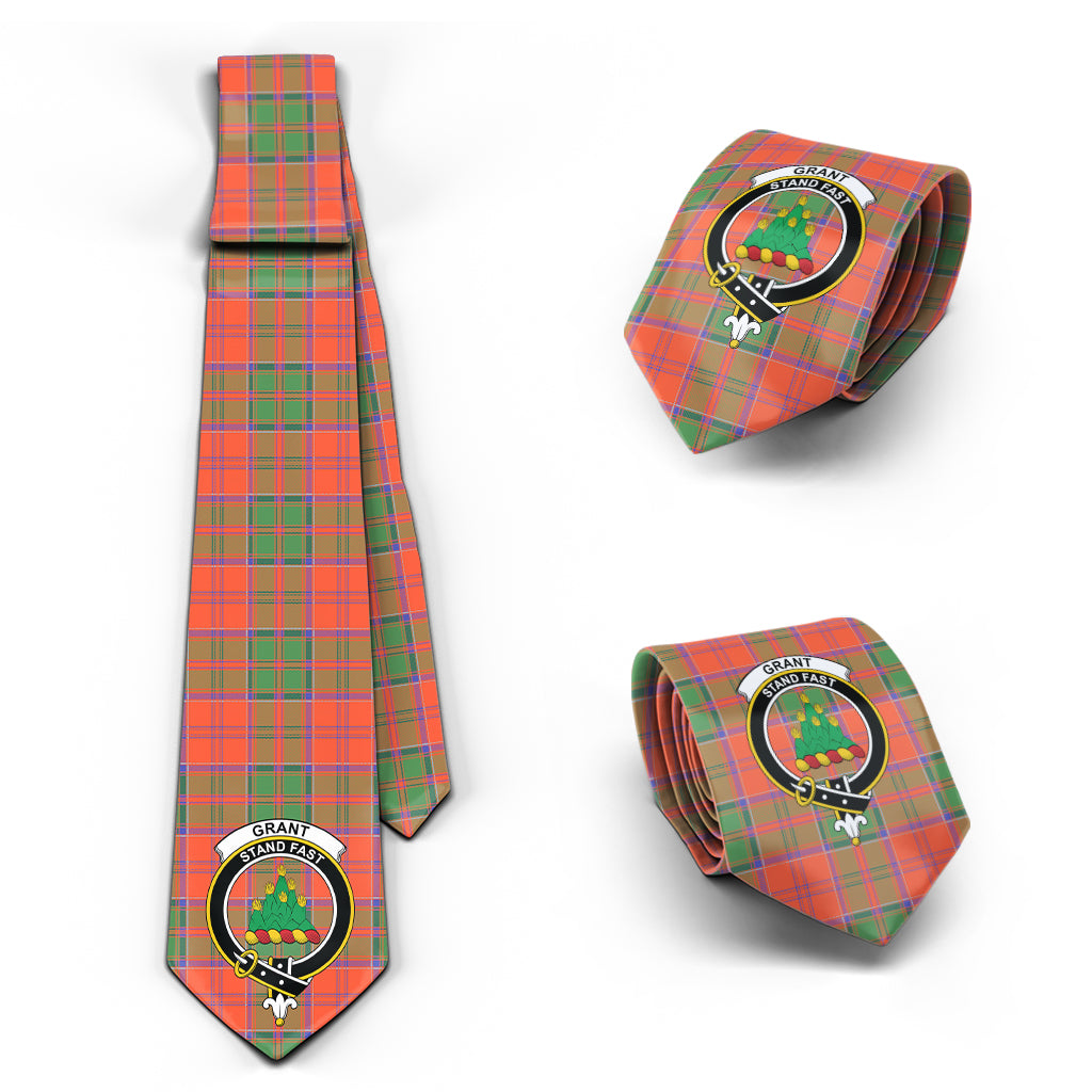 Grant Ancient Tartan Classic Necktie with Family Crest Necktie One Size - Tartan Vibes Clothing