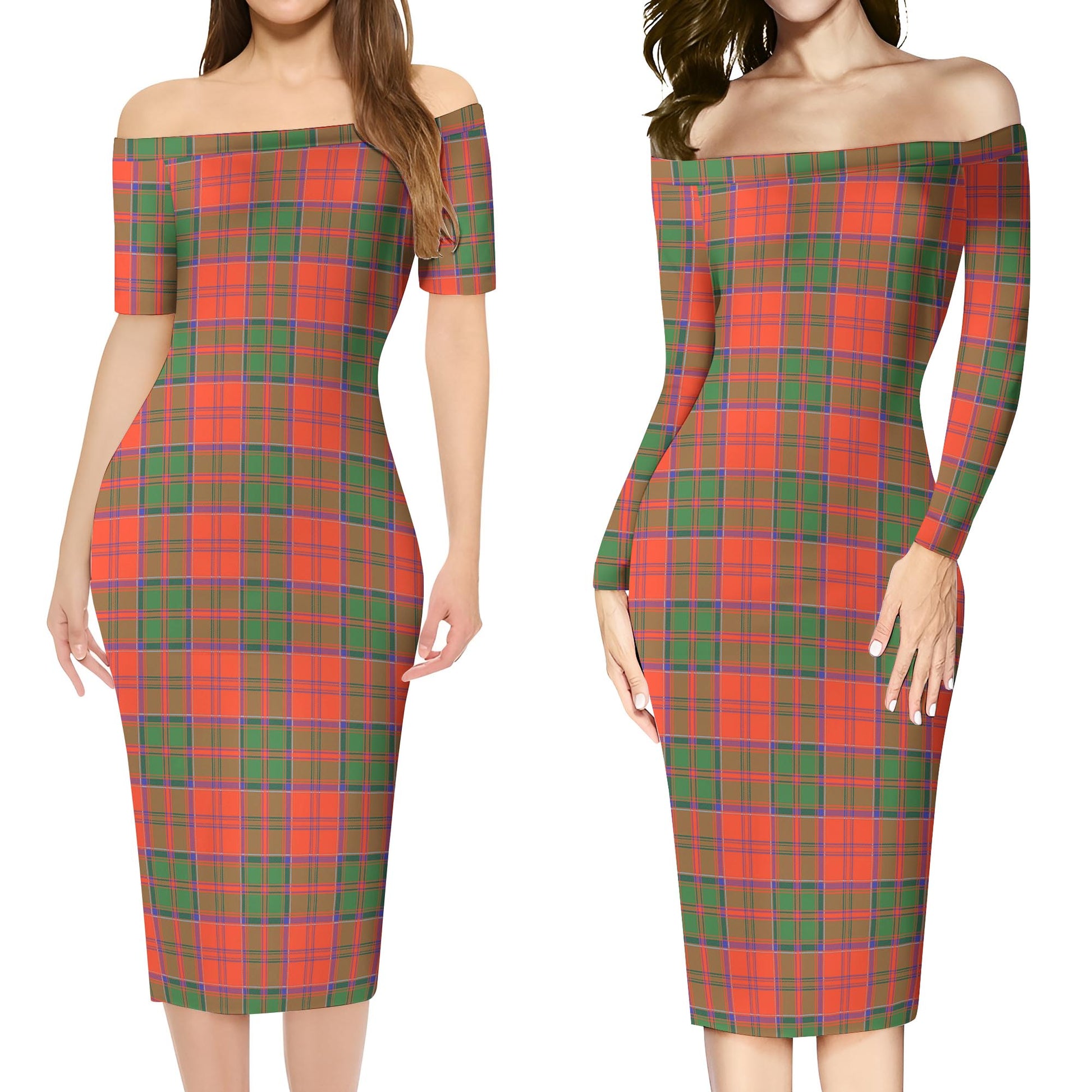 Grant Ancient Tartan Off Shoulder Lady Dress Women's Dress - Tartanvibesclothing