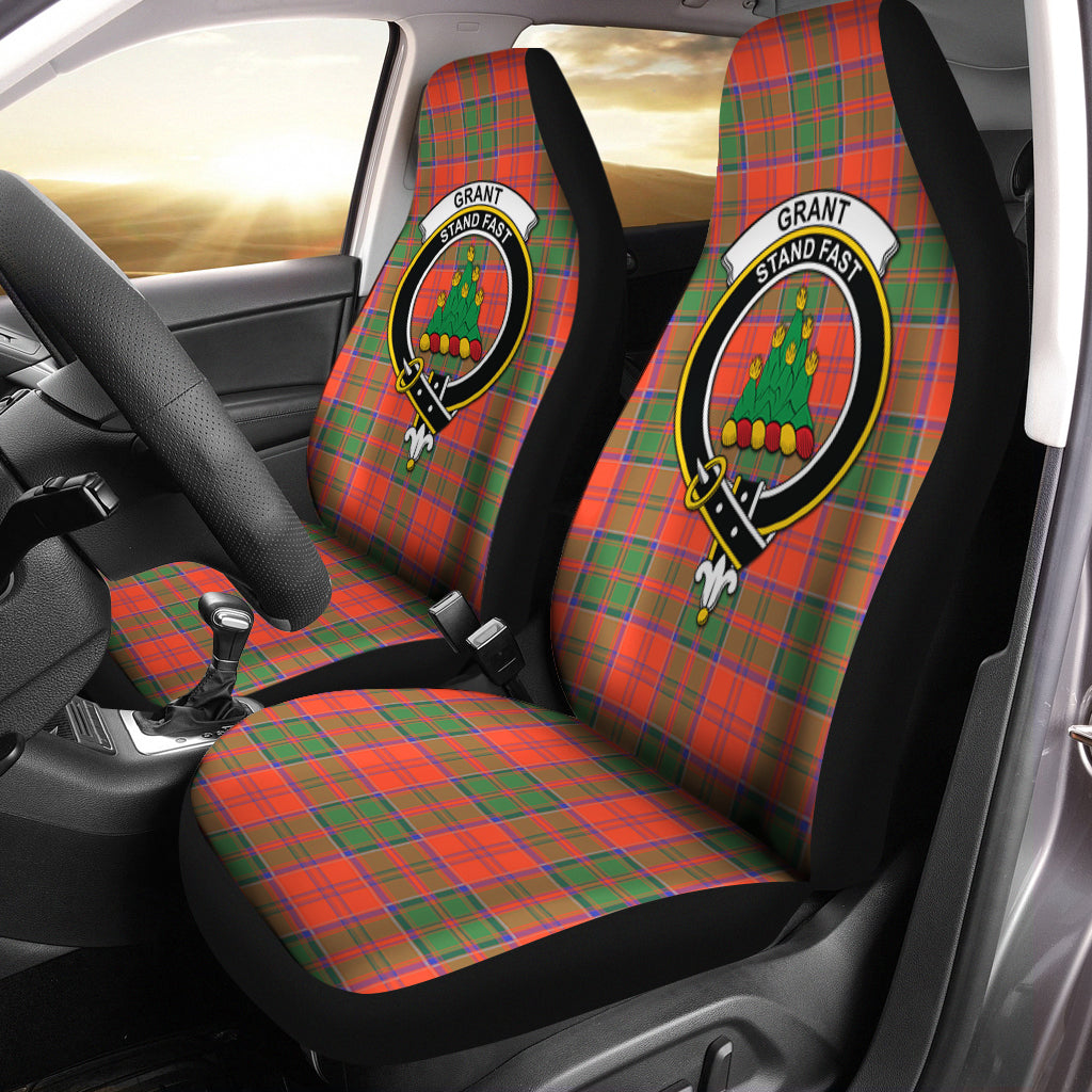 Grant Ancient Tartan Car Seat Cover with Family Crest One Size - Tartanvibesclothing