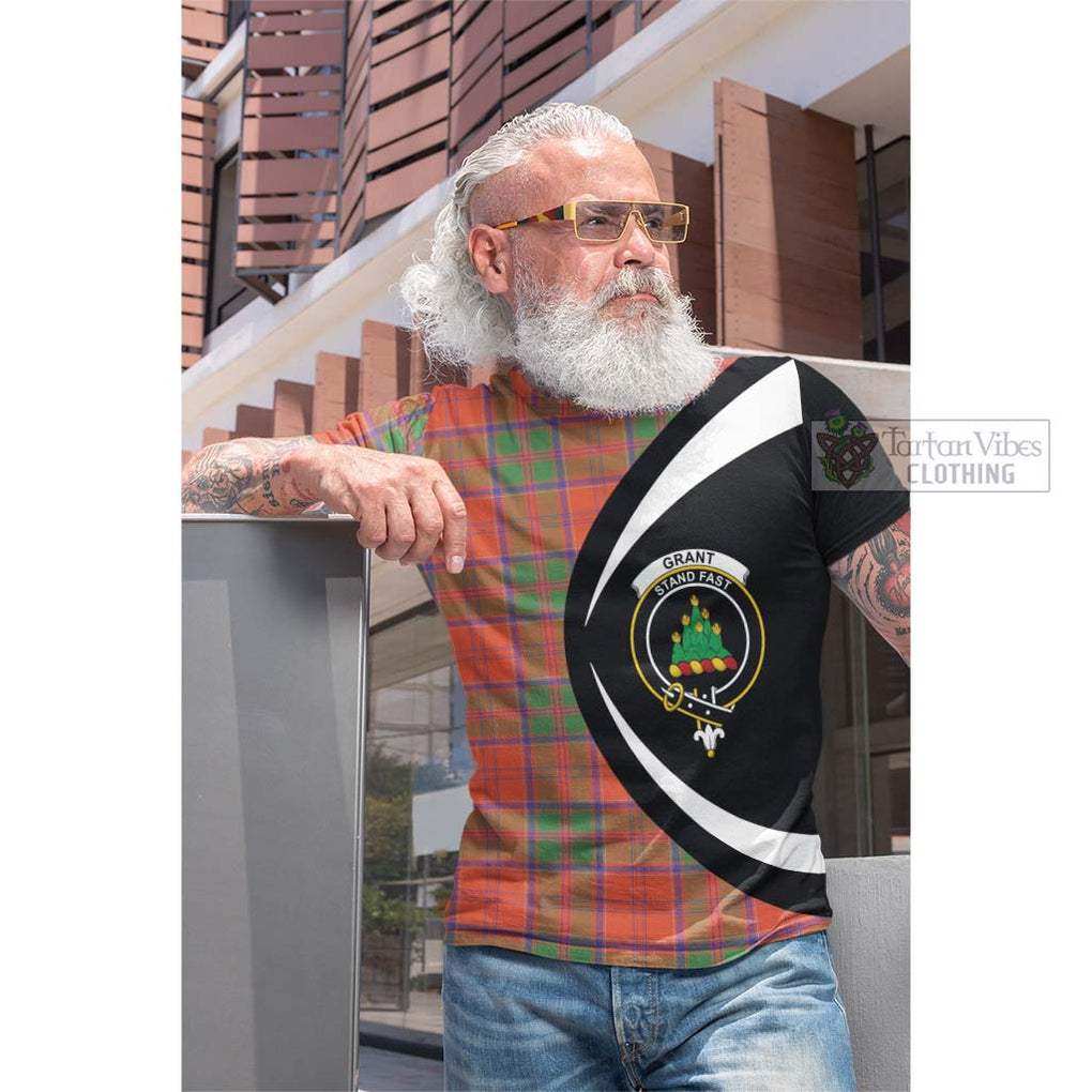 Tartan Vibes Clothing Grant Ancient Tartan Cotton T-shirt with Family Crest Circle Style