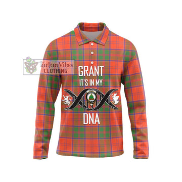 Grant Ancient Tartan Long Sleeve Polo Shirt with Family Crest DNA In Me Style