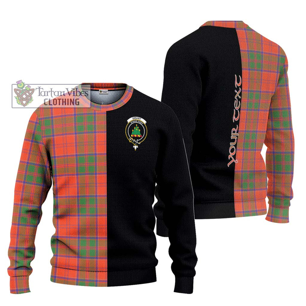 Grant Ancient Tartan Knitted Sweater with Family Crest and Half Of Me Style Unisex - Tartanvibesclothing Shop