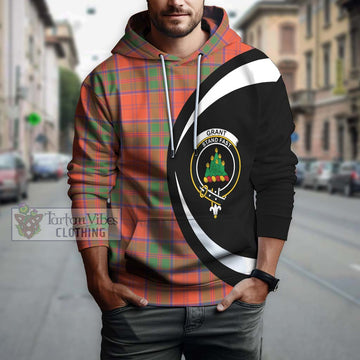 Grant Ancient Tartan Hoodie with Family Crest Circle Style