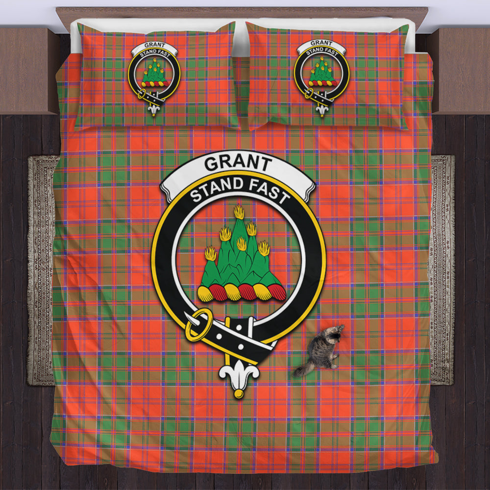 Grant Ancient Tartan Bedding Set with Family Crest US Bedding Set - Tartan Vibes Clothing