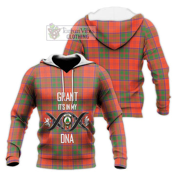 Grant Ancient Tartan Knitted Hoodie with Family Crest DNA In Me Style