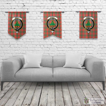 Grant Ancient Tartan Gonfalon, Tartan Banner with Family Crest