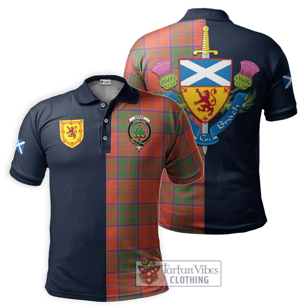 Tartan Vibes Clothing Grant Ancient Tartan Polo Shirt with Scottish Lion Royal Arm Half Style