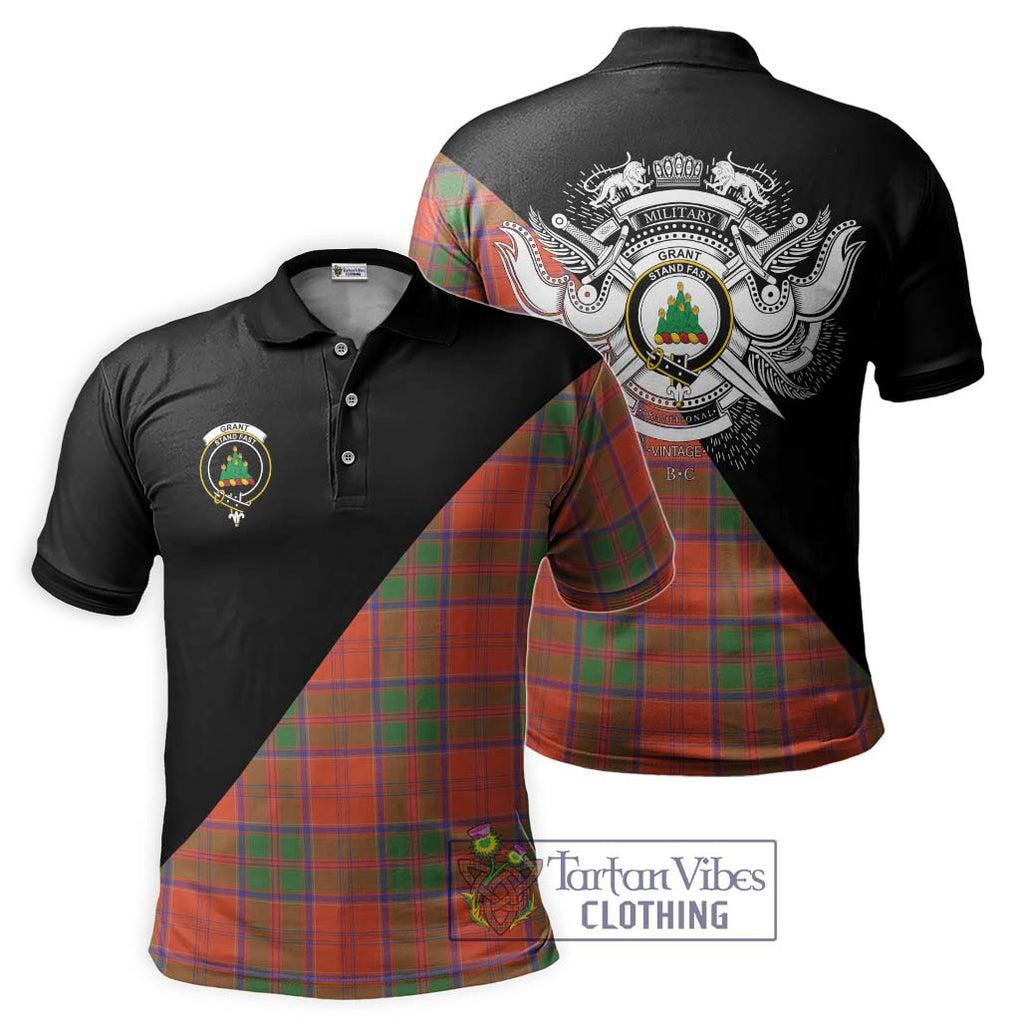 Grant Ancient Tartan Polo Shirt with Family Crest and Military Logo Style Kid - Tartanvibesclothing Shop