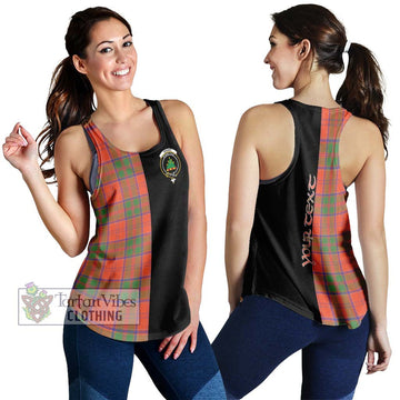 Grant Ancient Tartan Women's Racerback Tanks with Family Crest and Half Of Me Style