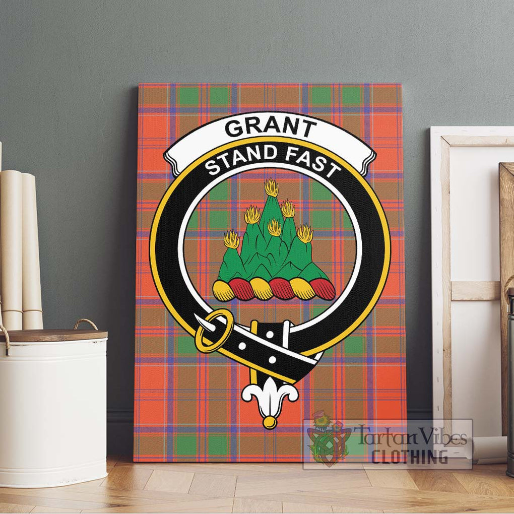 Grant Ancient Tartan Canvas Print Wall Art with Family Crest Without Frame - Tartan Vibes Clothing