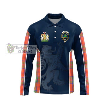 Grant Ancient Tartan Long Sleeve Polo Shirt with Family Crest and Lion Rampant Vibes Sport Style