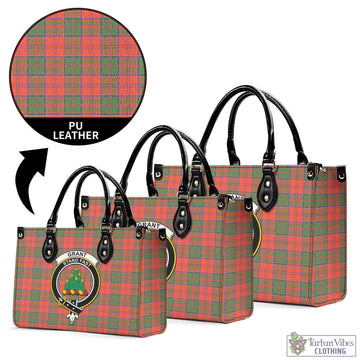 Grant Ancient Tartan Luxury Leather Handbags with Family Crest