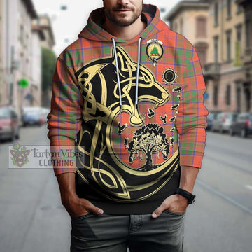 Grant Ancient Tartan Hoodie with Family Crest Celtic Wolf Style