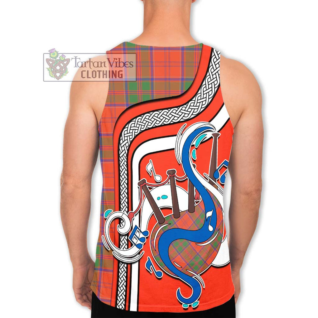 Grant Ancient Tartan Men's Tank Top with Epic Bagpipe Style - Tartanvibesclothing Shop