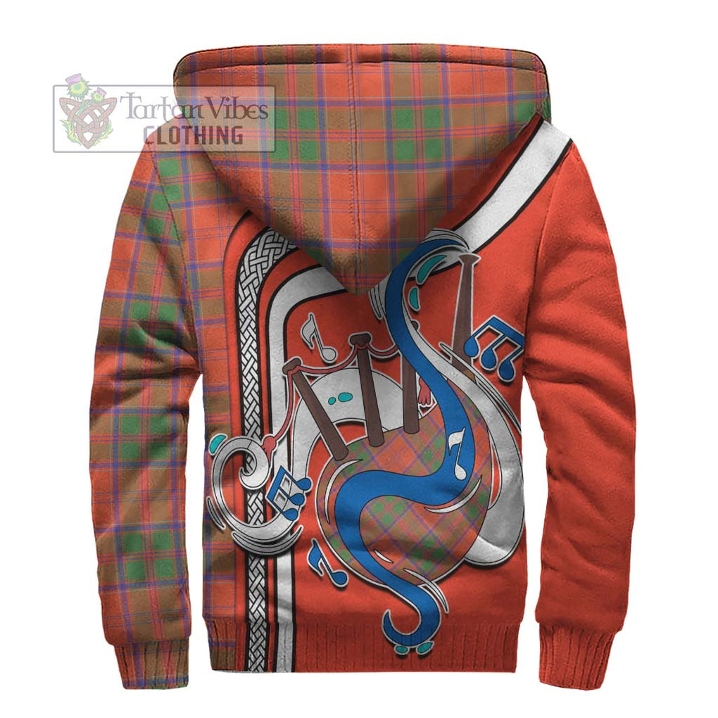 Grant Ancient Tartan Sherpa Hoodie with Epic Bagpipe Style - Tartanvibesclothing Shop